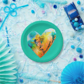 Assiettes En Carton Graffiti coeur aquarelle art (Fête)