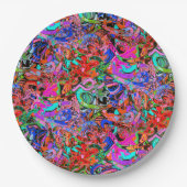 Assiettes En Carton Graffiti en bleu, vert et rouge (Devant)