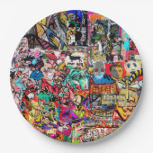 Assiettes En Carton Graffiti mur collage (Devant)