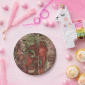 Assiettes En Carton Graffiti peint Grunge Automne Rouge Vert rouille (Fête)