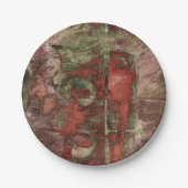 Assiettes En Carton Graffiti peint Grunge Automne Rouge Vert rouille (Devant)