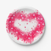 Assiettes En Carton Graffiti peinture rose brillant design coeur (Devant)