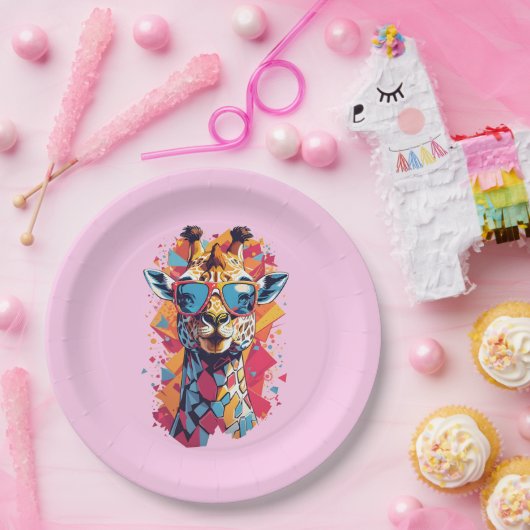 Assiettes En Carton Graffiti Style Giraffe Portrait-58567 (Fête)