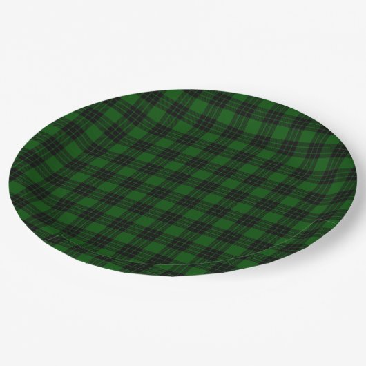 Assiettes En Carton Graham tartan vert noir plaid (Angle)