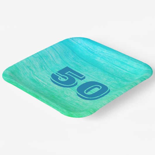 Assiettes En Carton Grain de bois bleu (Angulaire)