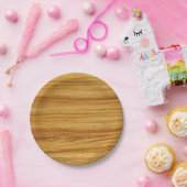 Assiettes En Carton Grain de bois clair (Fête)