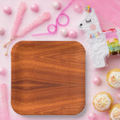 Assiettes En Carton Grain de bois fin en teck en acajou (Fête)