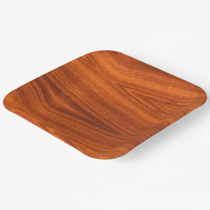 Assiettes En Carton Grain de bois fin en teck en acajou