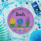 Assiettes En Carton Graines de joie Fleurs Jardin Jaune Bleu pourpre (Fête)