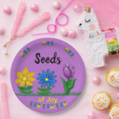 Assiettes En Carton Graines de joie Fleurs Jardin Jaune Bleu pourpre (Fête)