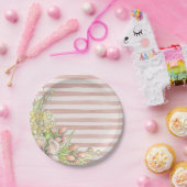 Assiettes En Carton Graines florales roses et blanches (Fête)