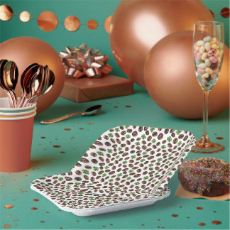 Assiettes En Carton Grains de café irlandais et trèfles design amusant