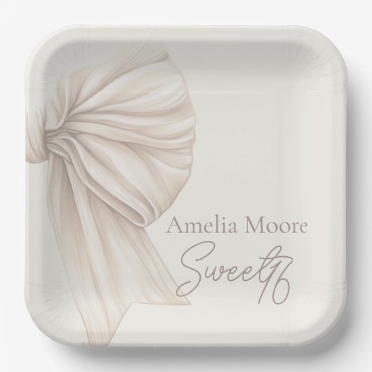Assiettes En Carton Grand Bow Boho Beige Sweet 16 (Recto)
