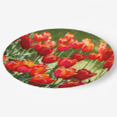 Assiettes En Carton Grand champ de tulipes rouges (Angle)