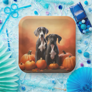 Assiettes En Carton Grand Chiot Danse Automne Délice Citrouille