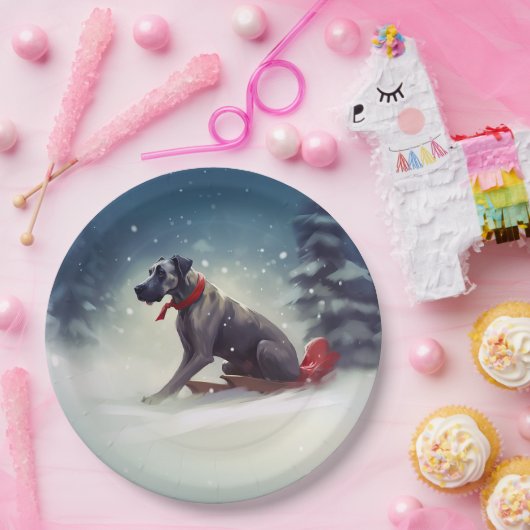 Assiettes En Carton Grand Dane Noël hiver neige (Fête)