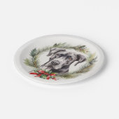 Assiettes En Carton Grand Dane Noël Wreath Festive Pup (Angle)