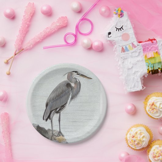Assiettes En Carton Grand héron bleu (Fête)