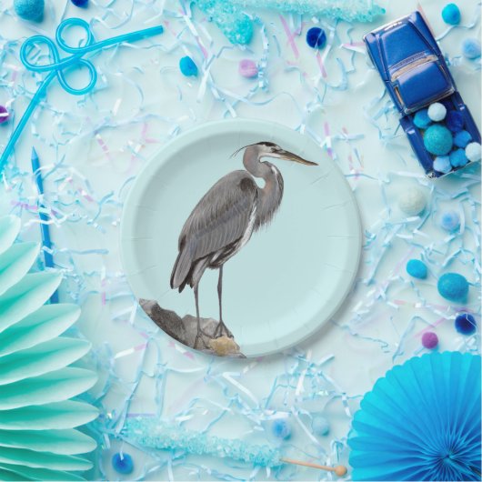 Assiettes En Carton Grand héron bleu (Fête)