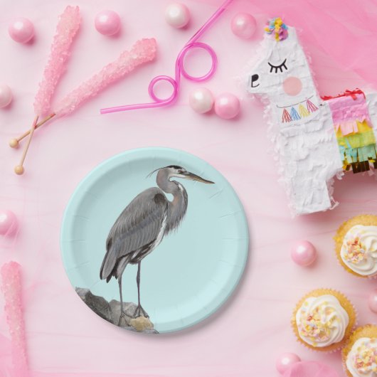 Assiettes En Carton Grand héron bleu (Fête)