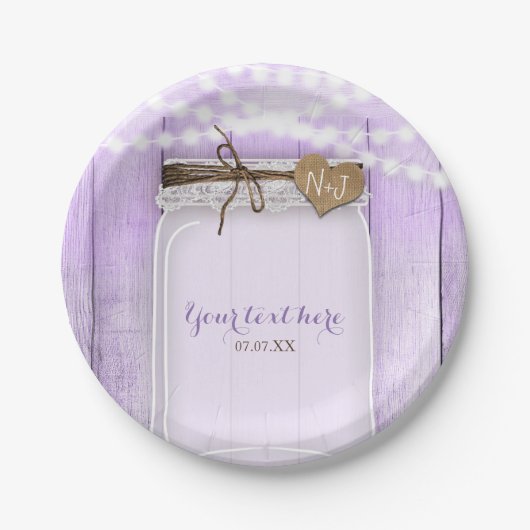 Assiettes En Carton Grand Mason Jar & Lumineuses Lavande violet Russe (Devant)