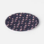 Assiettes En Carton Grand motif de point bleu et rose (Angle)