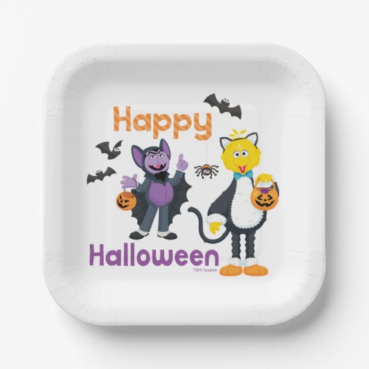 Assiettes En Carton Grand oiseau et nombre | Joyeux Halloween (Recto)