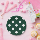 Assiettes En Carton Grand pois - blanc sur vert-foncé (Fête)