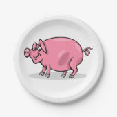Assiettes En Carton Grand porc rose (Devant)