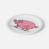 Assiettes En Carton Grand porc rose (Angle)