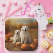 Assiettes En Carton Grand Pyrénées Chiot automne délice Citrouille (Fête)