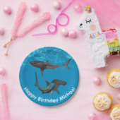 Assiettes En Carton Grand requin marteau blanc fête d'anniversaire (Fête)