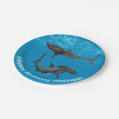 Assiettes En Carton Grand requin marteau blanc fête d'anniversaire (Angle)