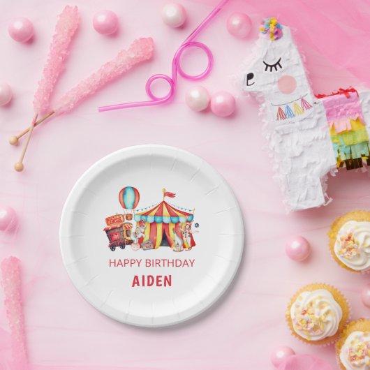 Assiettes En Carton Grand Top Circus Joyeux Anniversaire (Fête)