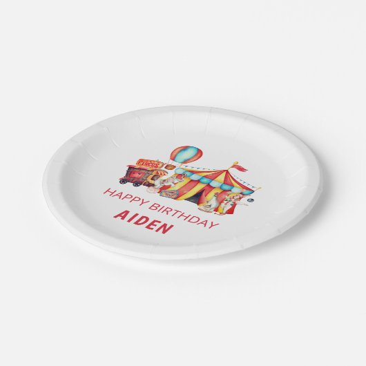 Assiettes En Carton Grand Top Circus Joyeux Anniversaire (Angle)