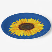 Assiettes En Carton Grand tournesol jaune sur Arrière - plan bleu (Angle)