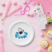 Assiettes En Carton Grande attaque de requin blanc drôle (Fête)