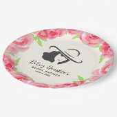 Assiettes En Carton Grande Casquette Rose Derby Fête des mariées (Angle)