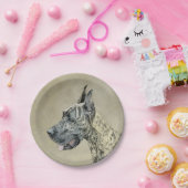 Assiettes En Carton Grande Danse (Brindle) Peinture - Art Chien origin (Fête)