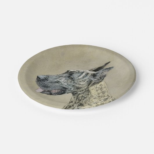 Assiettes En Carton Grande Danse (Brindle) Peinture - Art Chien origin (Angle)