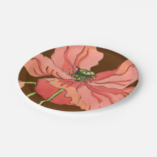 Assiettes En Carton Grande fleur rose avec l'arrière - plan
