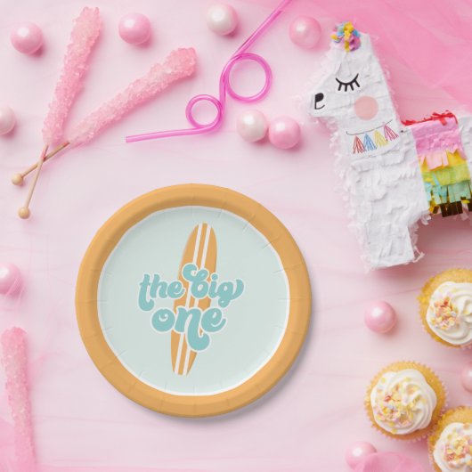 Assiettes En Carton Grande Plage d'un Surf 1er Plaques de papier d'ann (Fête)