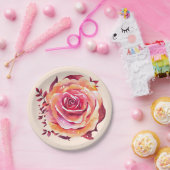 Assiettes En Carton Grande Rose rose rose simple (Fête)