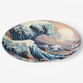 Assiettes En Carton Grande vague inspirée rose sakura esthétique (Angle)