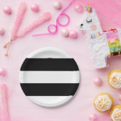 Assiettes En Carton Grandes Blancs Noirs Modernes (Fête)