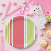Assiettes En Carton Grandes lignes modernes rose et vert (Fête)