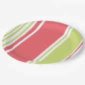 Assiettes En Carton Grandes lignes modernes rose et vert (Angle)
