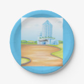 Assiettes En Carton Grandes plaques en papier de construction bleu (Devant)