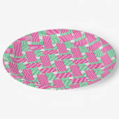 Assiettes En Carton Grandes roses chaudes et vertes (Angle)