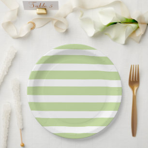 Assiettes En Carton Grandes vertes et blanches à la menthe